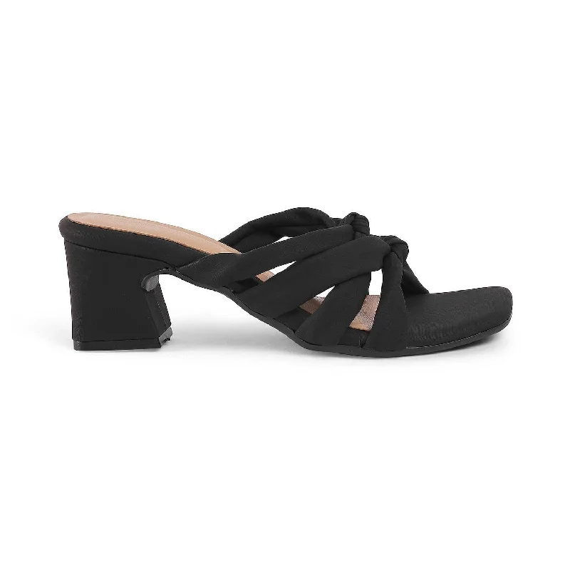 Tresmode Sofstrip Black Women's Casual Block Heel Sandals