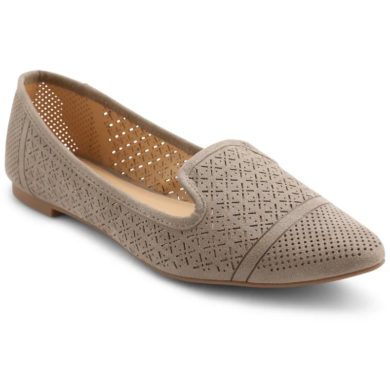 Flats with custom interiors-XOXO Womens Spring 2021 Faux Suede Slip On Ballet Flats