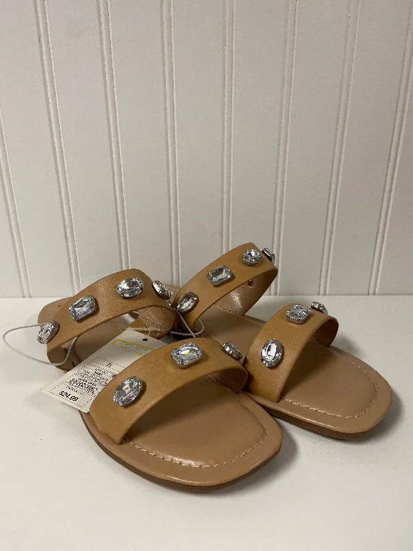 Flats in affordable district-Tan Sandals Flats A New Day, Size 7.5