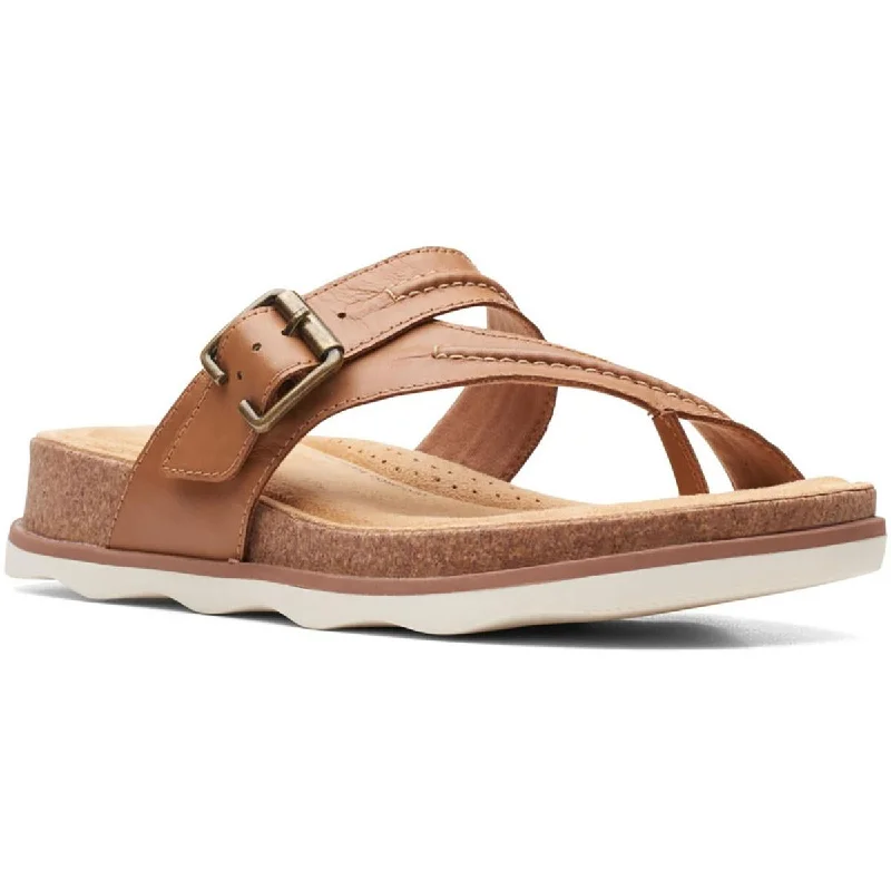 Clarks Womens Brynn Madi Buckle Cushioned Footbed Slide Sandals