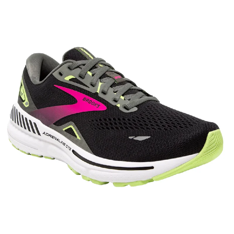 running shoes for quick bursts-Brooks Adrenaline GTS 23 Black/Gunmetal/Sharp Green Running Shoe (Women's)