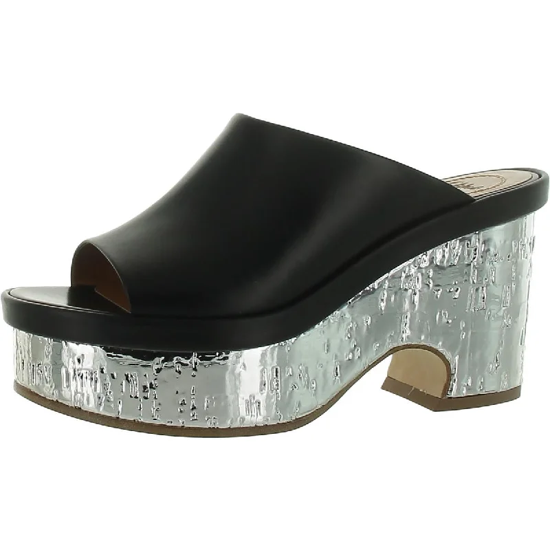 Womens Leather Platform Clogs