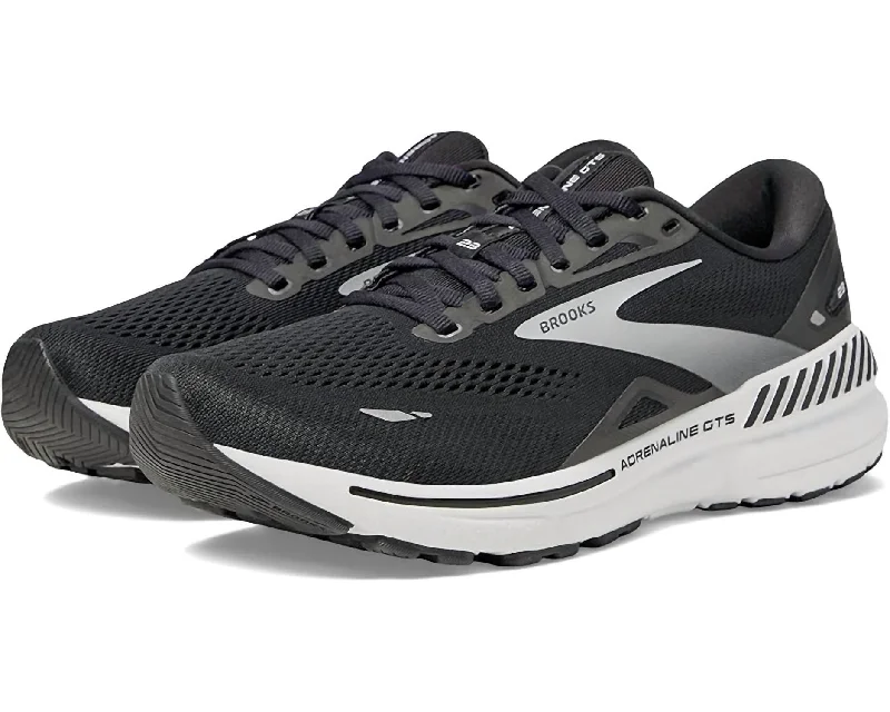 running shoes with solid frame-Men's Adrenaline Gts 23 Running Shoes In Black/silver/white