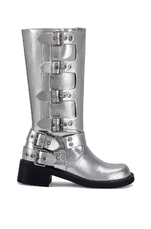 sandals with luxury style-Where to find affordable boots-BUCKLEDUP-SILVER MOTO BOOT