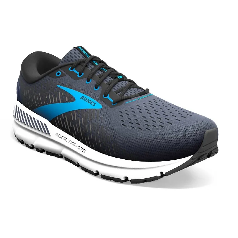 running shoes for mixed surfaces-Men's Addiction Gts 15 Running Shoes In India Ink/black/blue