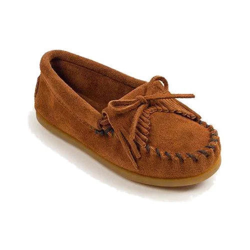 running shoes with rugged outsole-Minnetonka Kid's Kilty Hardsole Slipper - Brown