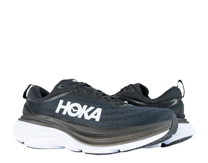 running shoes with padded insole-Hoka Bondi 8 Men's Running Shoes 1123202-BWHT Black White