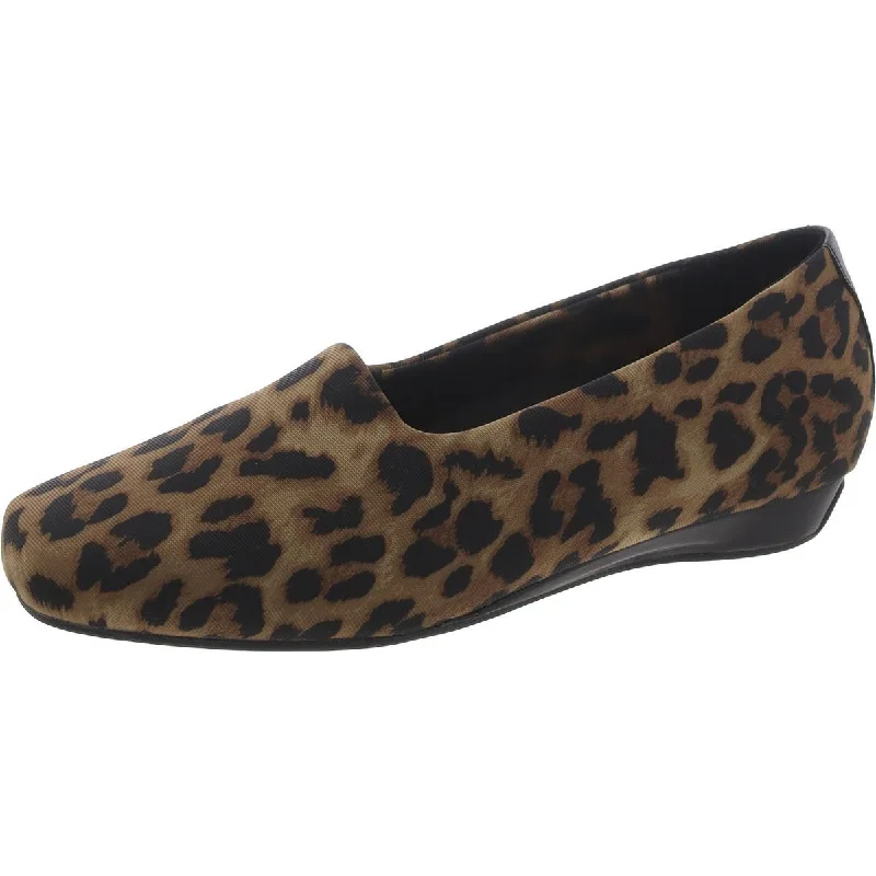 Flats in safe neighborhood-Vionic Womens Powell Leopard Print Square Toe Flat Shoes