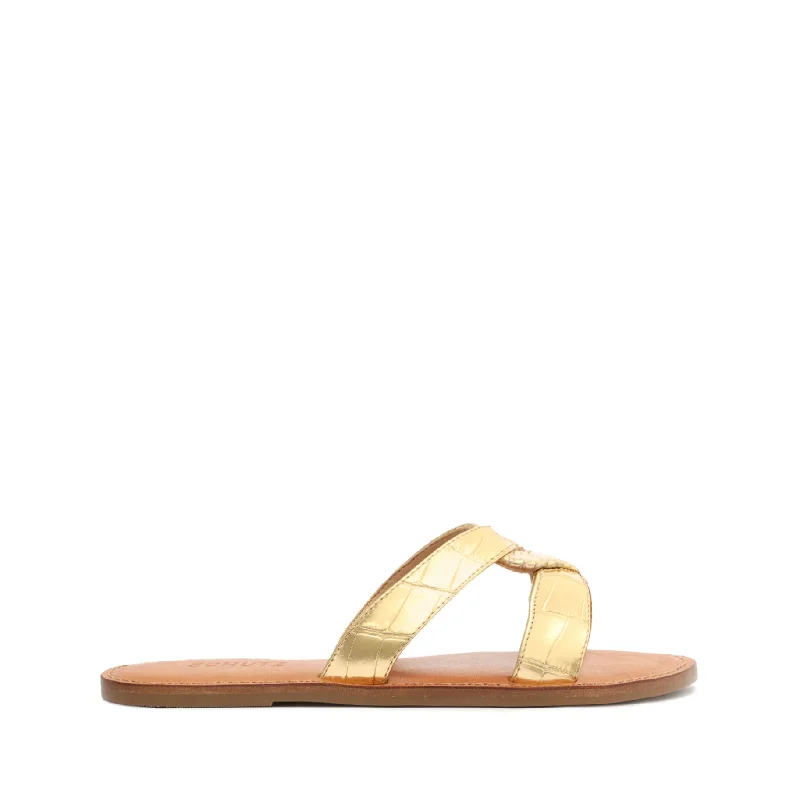 Flats near schools-Rita Metallic Leather Sandal