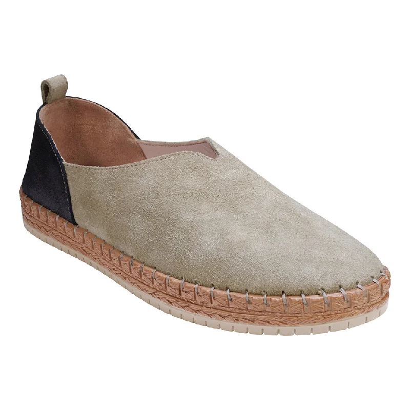 Flats with nearby appeal-Paisley Tan Two Tone Suede Slip on Flats