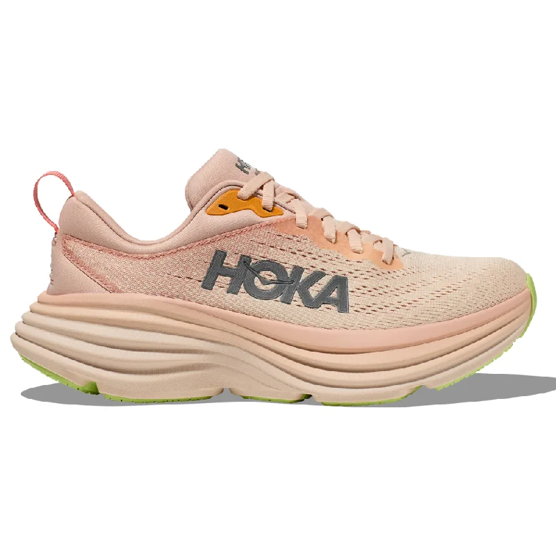 running shoes for windy conditions-Hoka Bondi 8 Cream/Vanilla Running Shoe (Women's)