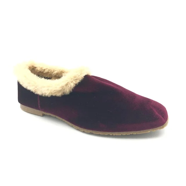 running shoes for daily training-LMDI Burgundy Velvet Fur Slipper 1978