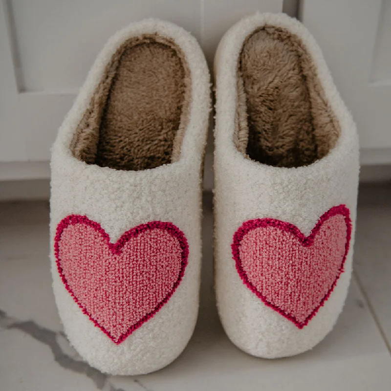 running shoes with slim profile-Pink & Red Heart Slippers