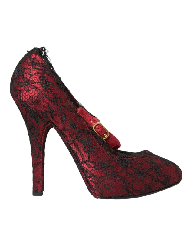 Dolce & Gabbana   Floral Lace Mary Jane Pumps Women's Shoes