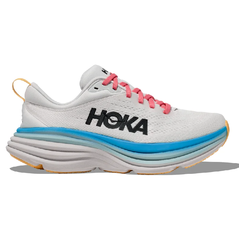 running shoes with easy cleaning-Hoka Bondi 8 Blanc De Blanc/Swim Day Running Shoe (Women's)